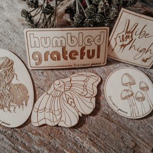 wooden stickers by statement peace