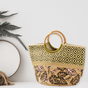 Woven Monstera Jute Tote Bag