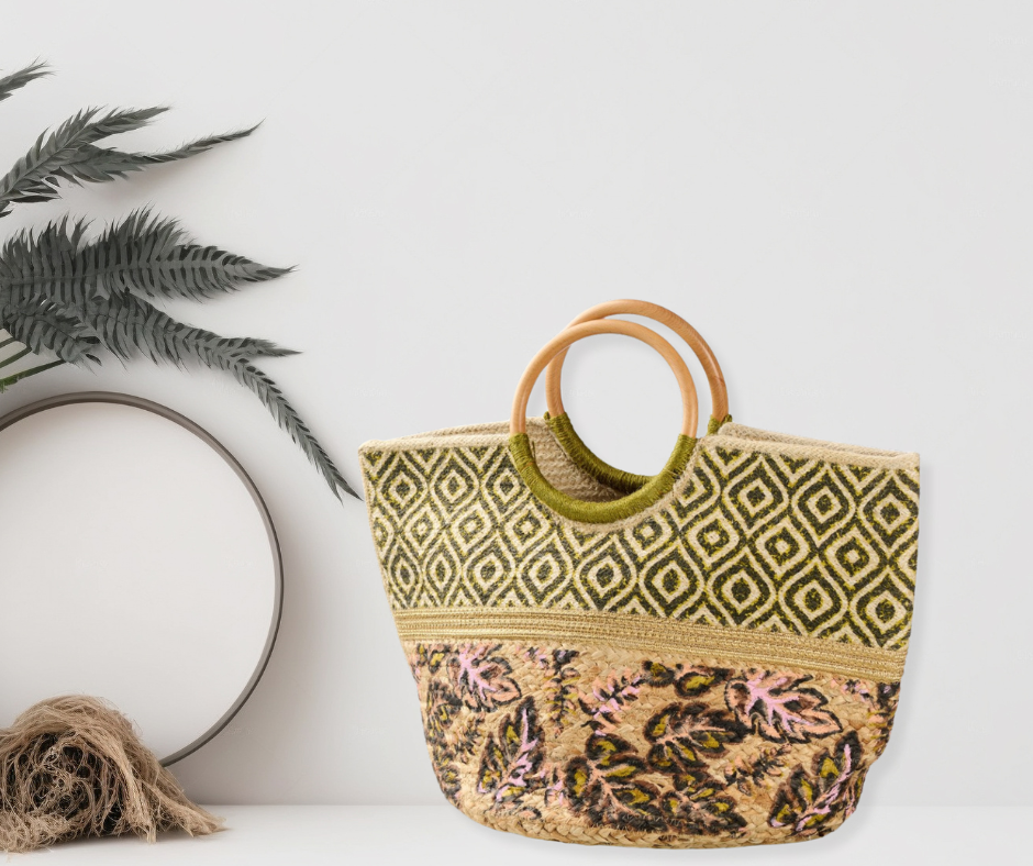 Woven Monstera Jute Tote Bag