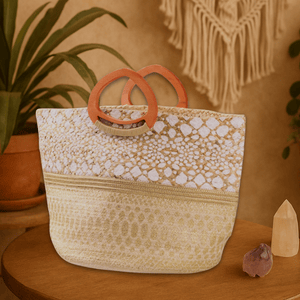 Golden Hour Woven Jute Tote Bag